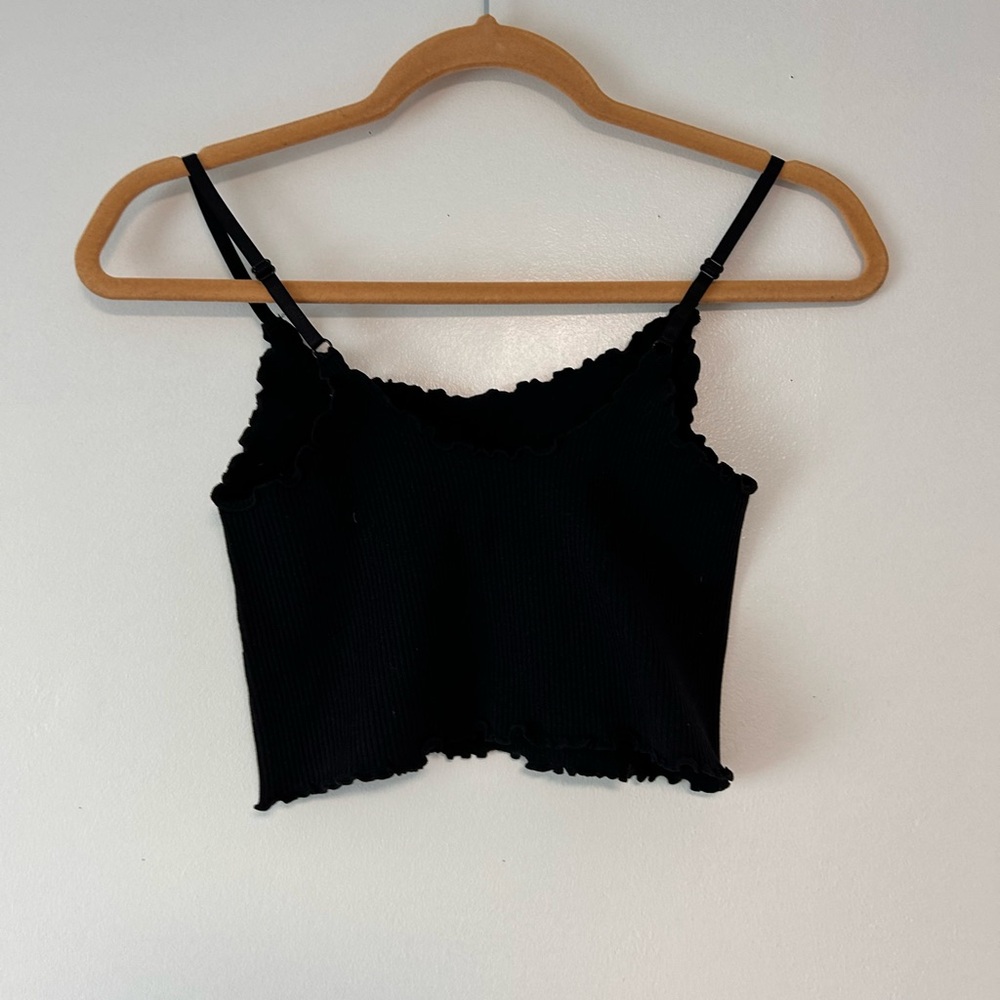 Black Ribbed Crop Top - Picture 3 of 3